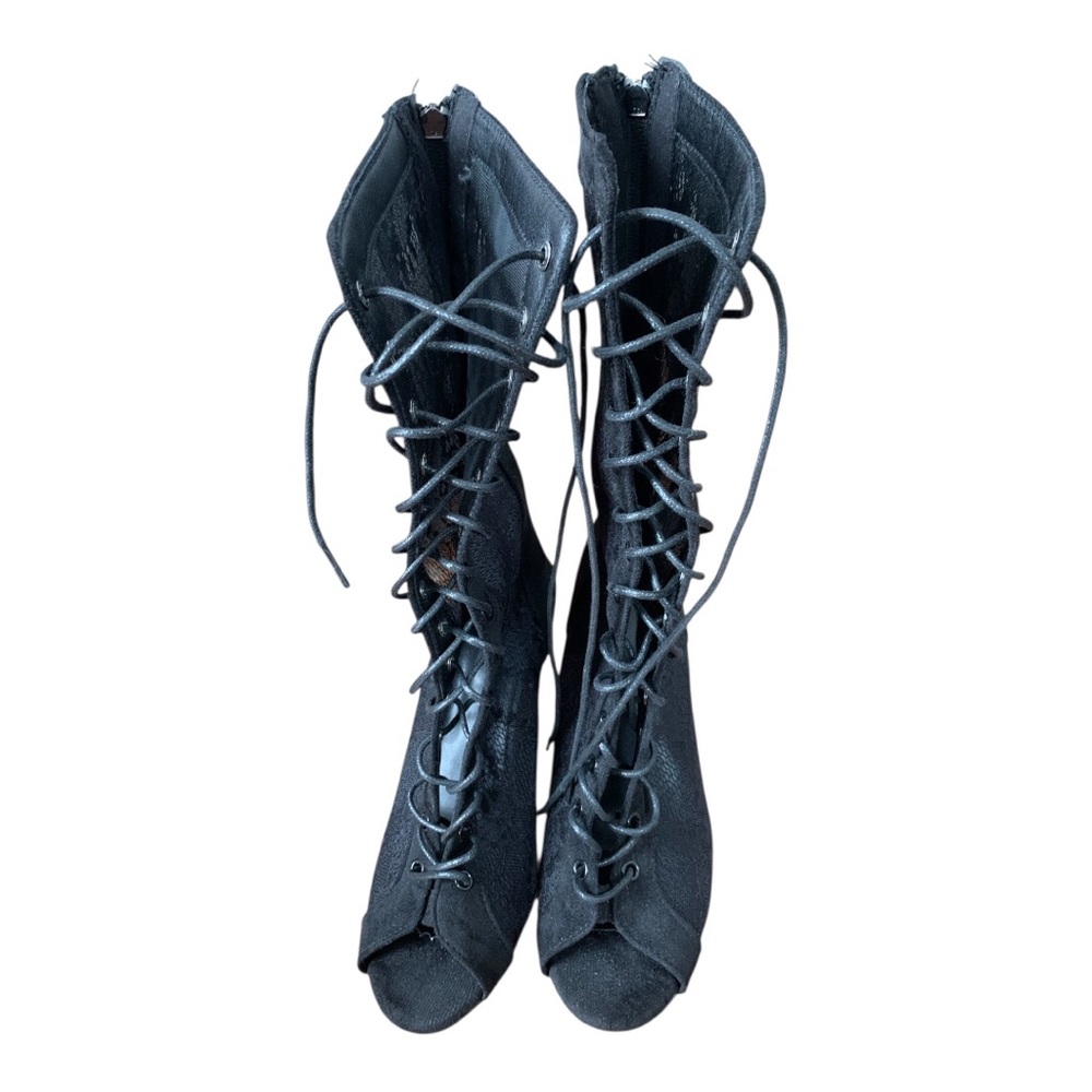 Mesh Cutout Lace-Up Peep Toe High Heel Ankle Boots Summer 2026, Women Shoes. - Picture 10 of 15
